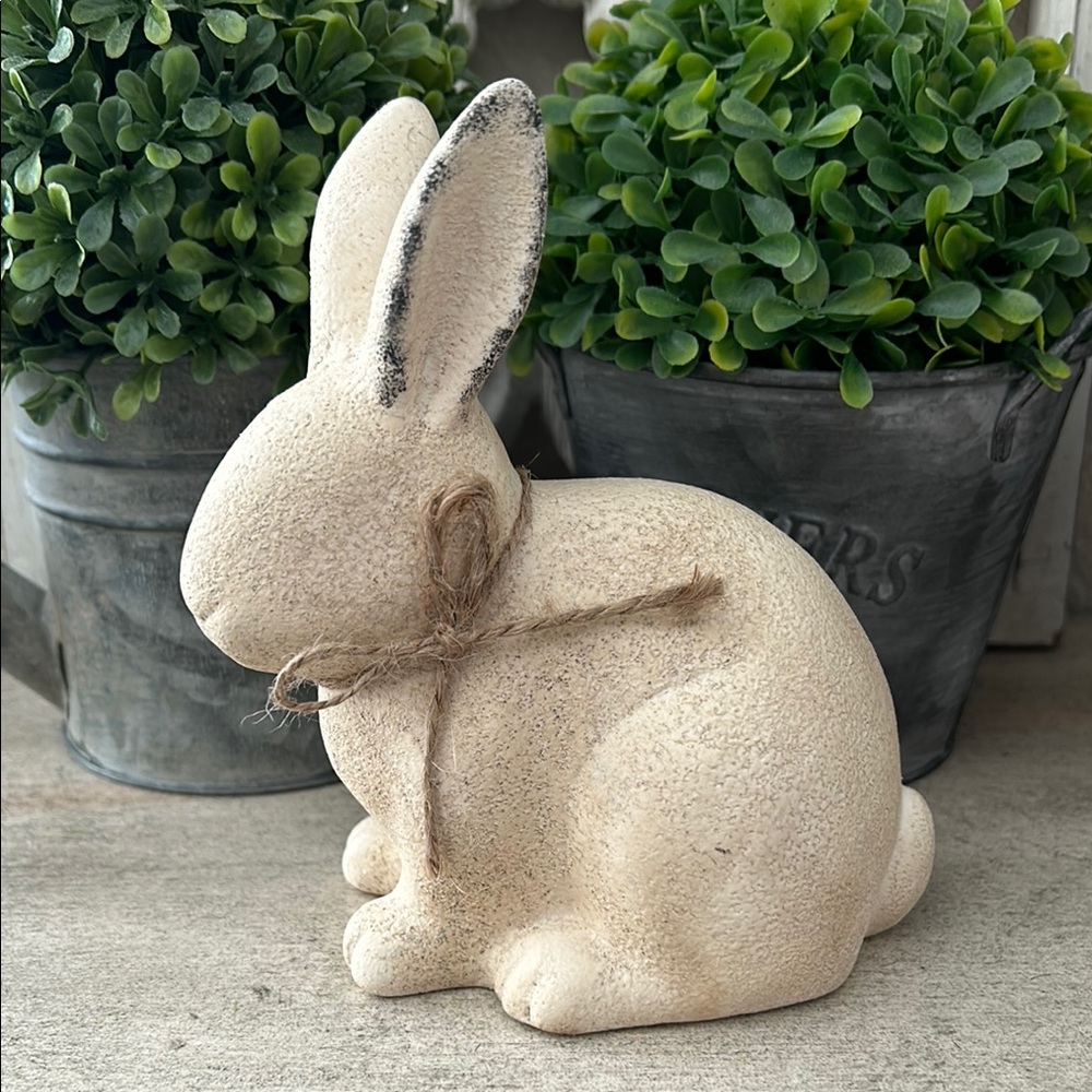 Rustic Farmhouse Cream Decorative Bunny Figurine